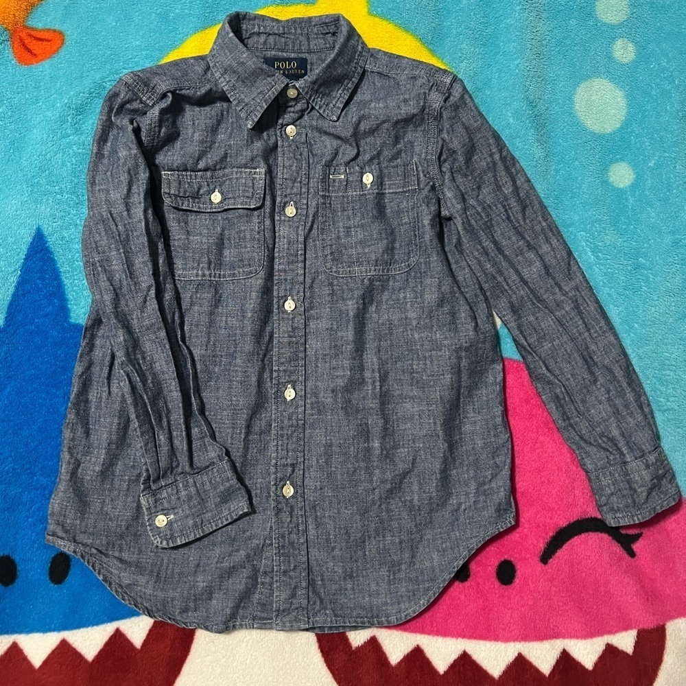 🐎 Ralph Lauren Cotton Denim Button Shirt - Boys Size 7​​​